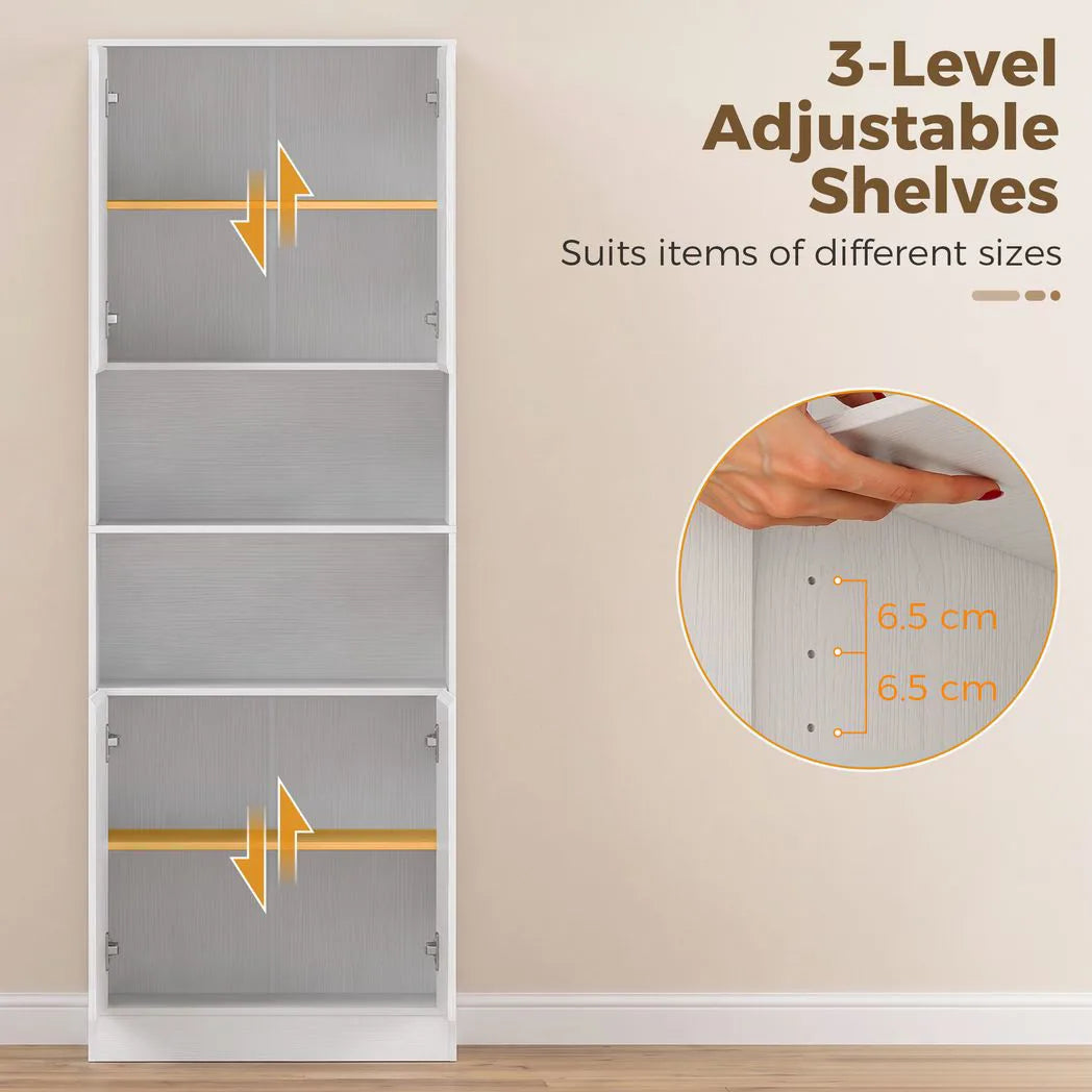 170 cm Kitchen Pantry Cabinet, Freestanding Storage Cabinet with Soft-Close Hinges, White Wood Effect