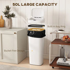 50L Stainless Steel Sensor Bin - White