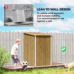 Outsunny 3.3 x 3.4ft Lean To Steel Garden Shed, with Locking Door - Light Brown Wood Effect/White