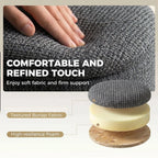 Storage Sitting Bench with Lid, Round Storage Ottoman with Rubberwood Legs, Dark Grey