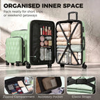 3-Piece Suitcase Set, Hard Shell Carry On & Checked Luggage Set with TSA Lock, 20/24/28 Inch, Green