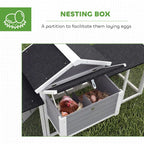PawHut Large Chicken Coop, Wooden Outdoor Chicken Cage Poultry Hen House with Nesting Box