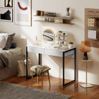 High Gloss Work Table, with Drawers - White