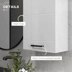 kleankin Bathroom Wall Cabinet, High Gloss Bathroom Storage Cabinet with Soft-Close Door, 3 Shelves, Adjustable Shelf, White
