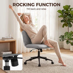 Home Office Desk Chair Height Adjustable Swivel Chair Cross Legged Wide Seat Swivel Wheels Grey