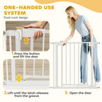 PawHut Baby Gate, Pet Safety Gate Pressure Fit, 76-81cm Wide with Two-Way Open, One-Hand Opening