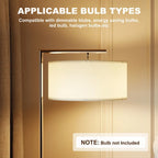 Floor Lamp, Modern Standing Lamp with Linen Lampshade, Round Base for Living Room, Bedroom, Dining Room, 153cm, Silver Tone