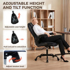 Linen-Look Computer Desk Chair, Executive Office Chair with Flip-Up Armrests and Thick Cushion, Black