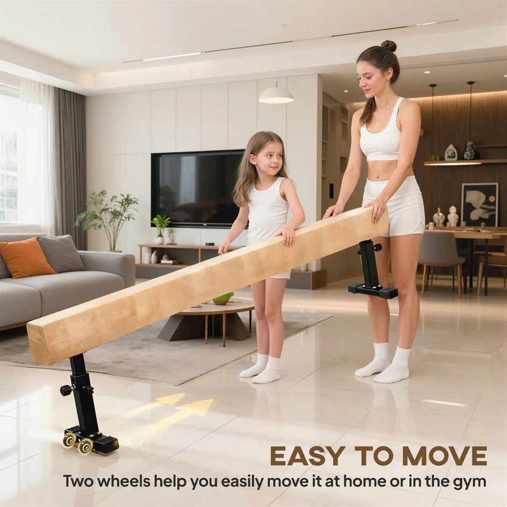 7.5ft Adjustable Balance Beam, Gymnastics Beam with Wheels, Gymnastics Equipment for 6 Years Old Training