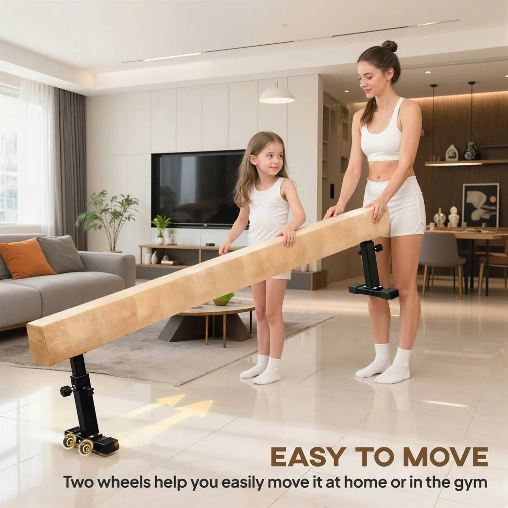 7.5ft Adjustable Balance Beam, Gymnastics Beam with Wheels, Gymnastics Equipment for 6 Years Old Training