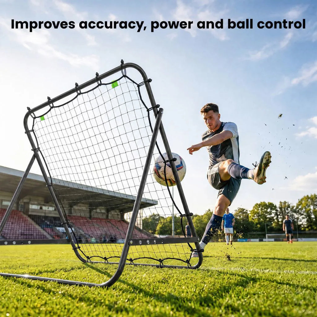 Adjustable Rebounder Net Kickback Target Goal for Teens Adults Training, Black