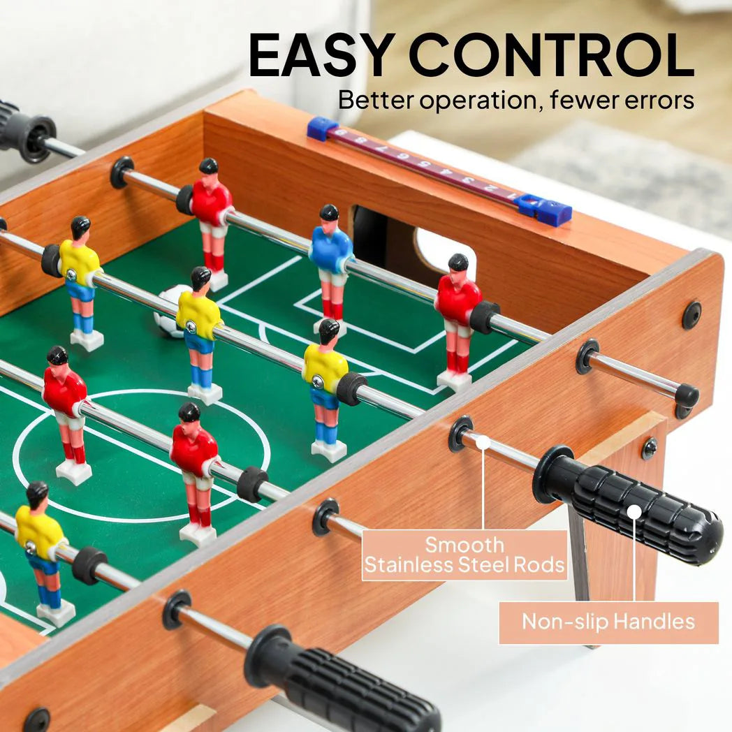 SPORTNOW 20 in Table-top Football Table with Stainless Steel Rods, Compact Foosball Table for Kids and Adults, All-Inclusive Foosball Game Set for Indoor, Nature Wood Finish