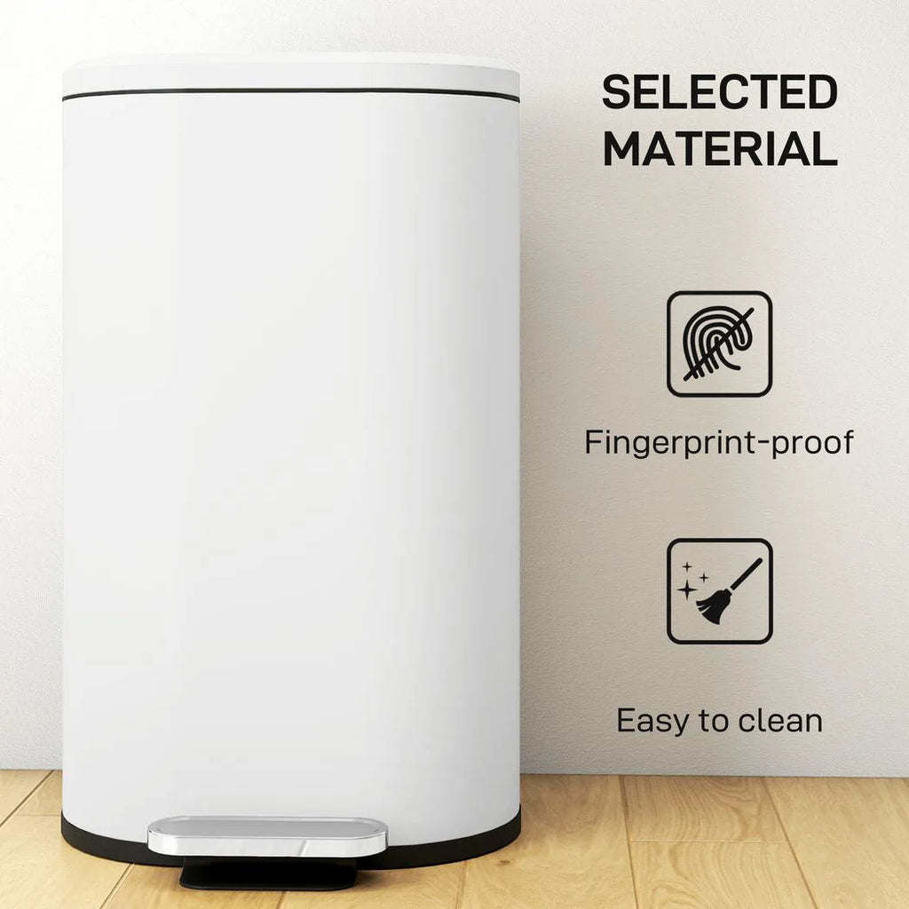 30 L Modern Curved Kitchen Bin - Cream