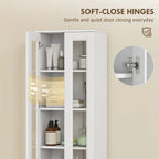 Tall Bathroom Storage Cabinet, 6-Tier Slim Bathroom Cabinet with Adjustable Shelf, 4 Soft-Close Doors, White