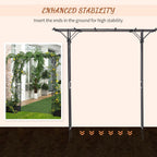 Outsunny 210cm Decorative Metal Garden Trellis Arch with Durable Steel Tubing & Elegant Scrollwork, Great for Weddings, Dark Gre