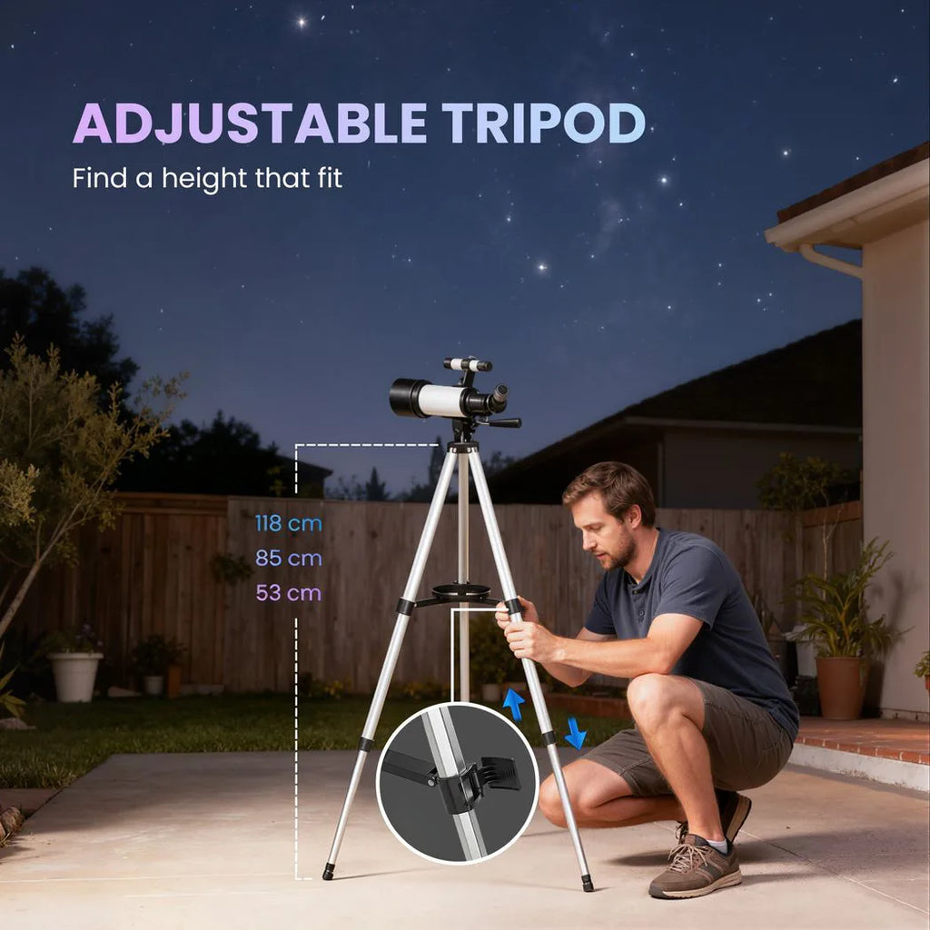 Outsunny Astronomy Telescope for Adults and Beginners with 70 mm Aperture, Carry Bag, White