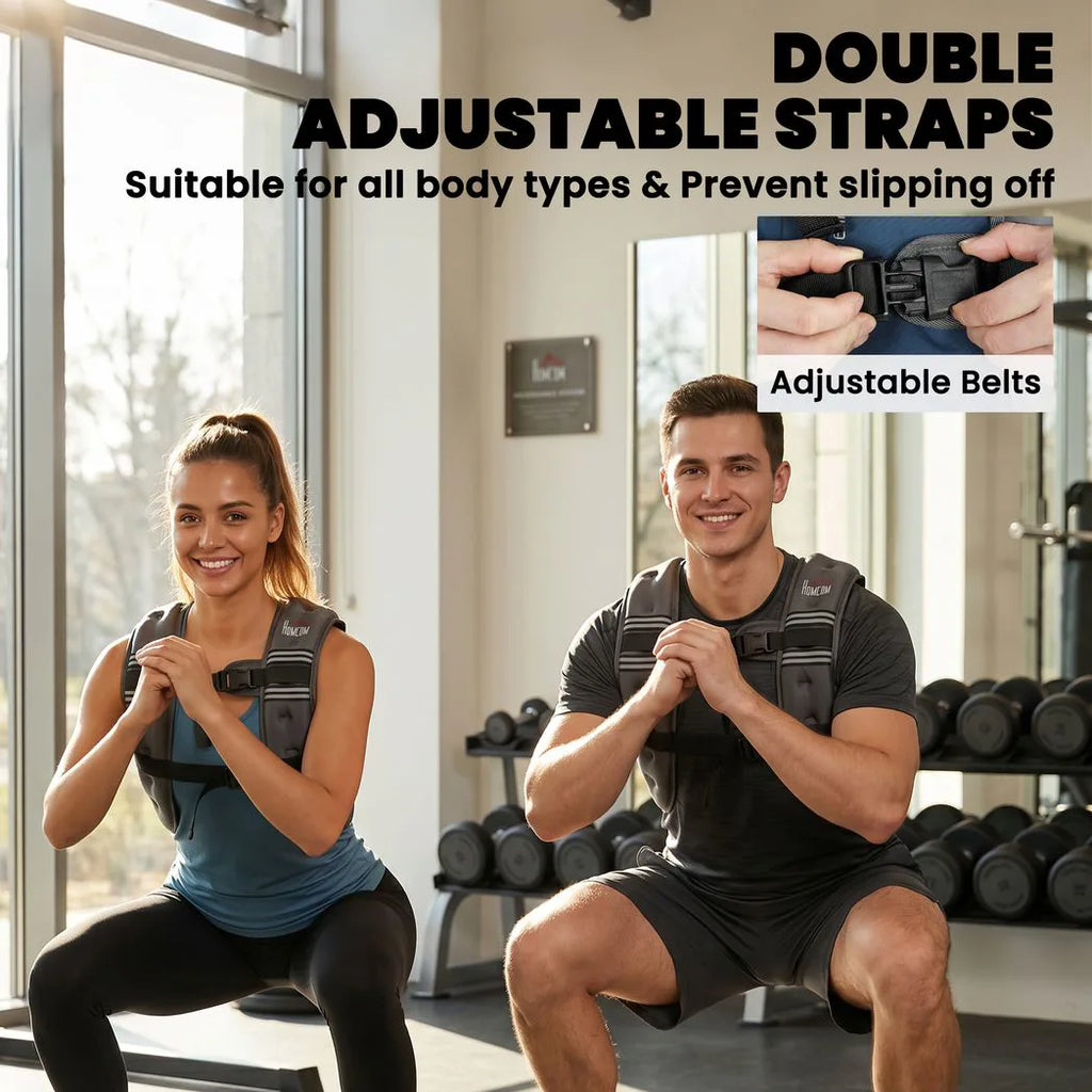 8KG Weighted Vest, Running Weight Vest with Adjustable Strap, Convenient Pocket and Reflective Strips for Men and Women