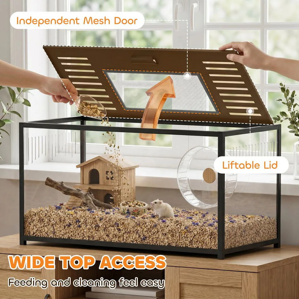 PawHut Large Hamster Cage, Chewproof Metal Rat Cage with Openable Top for Syrian Dwarf Hamster, Gerbil, 100 x 50 x 52.5 cm