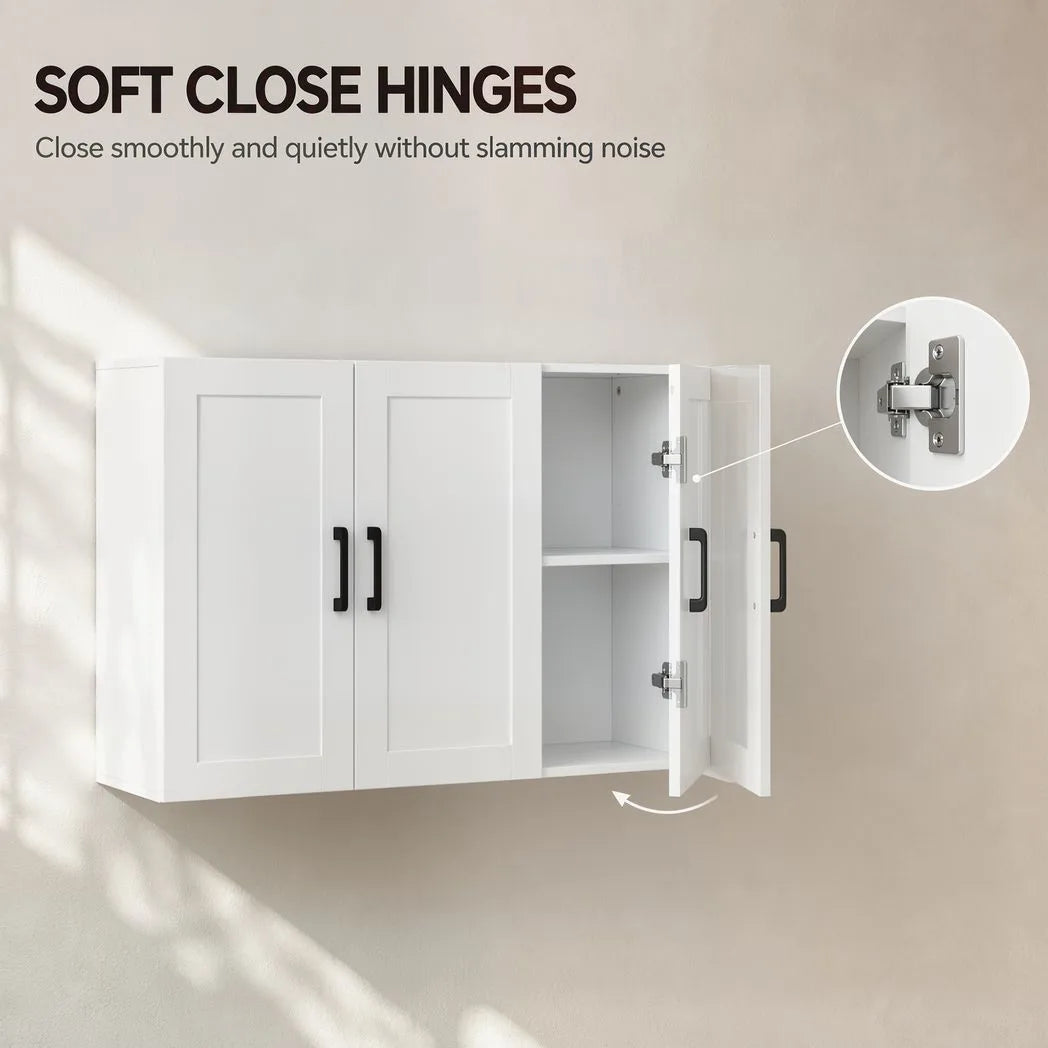 Bathroom Wall Cabinet, Wall Mounted Bathroom Cabinet, Over the Toilet Space Saver with Adjustable Shelves, White