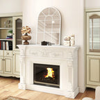 90 X 61cm Arched Grid Mirror - White