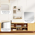 Wall Mirror with Wood Shelf - Black
