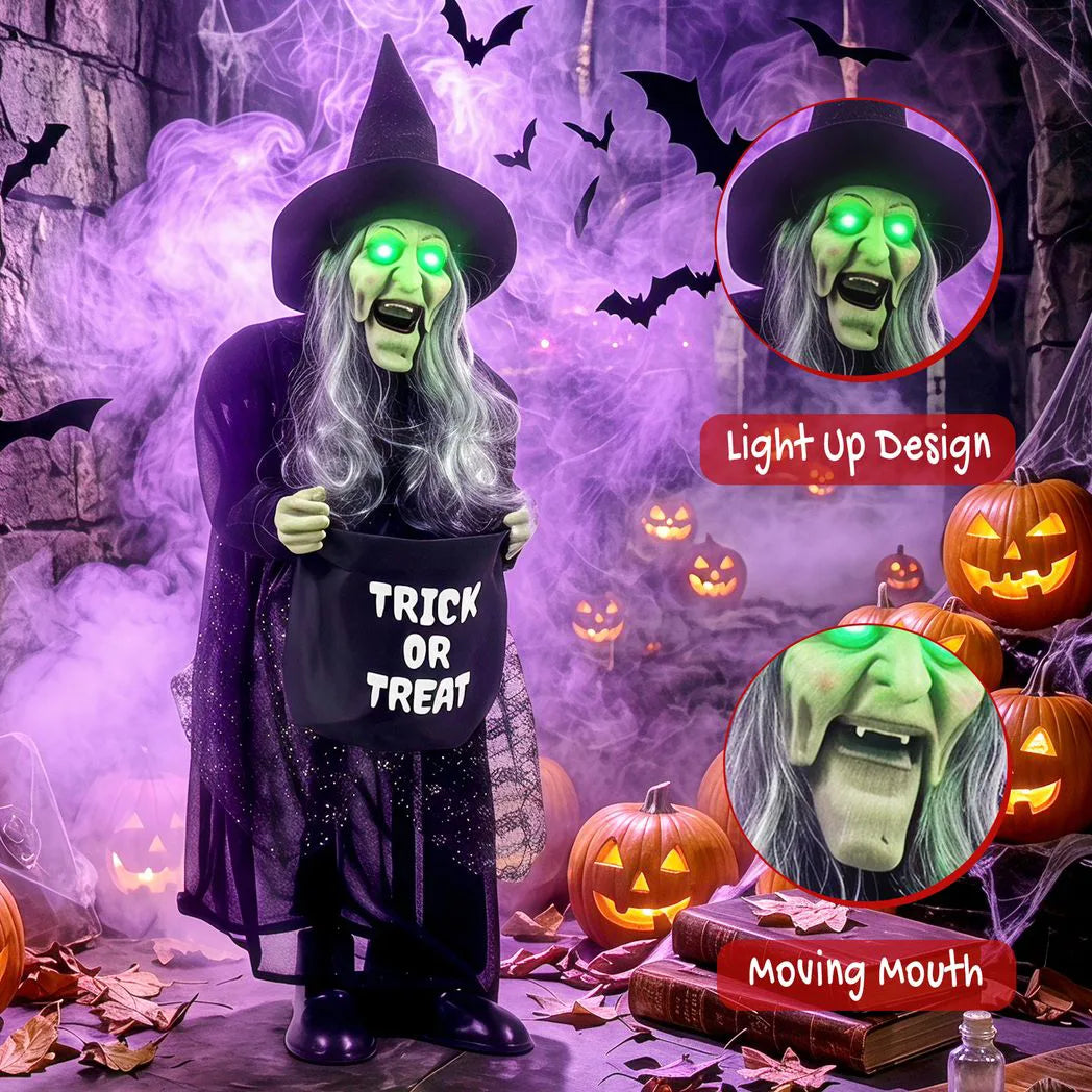 Animated Halloween Witch with Light-Up Eyes — 94cm