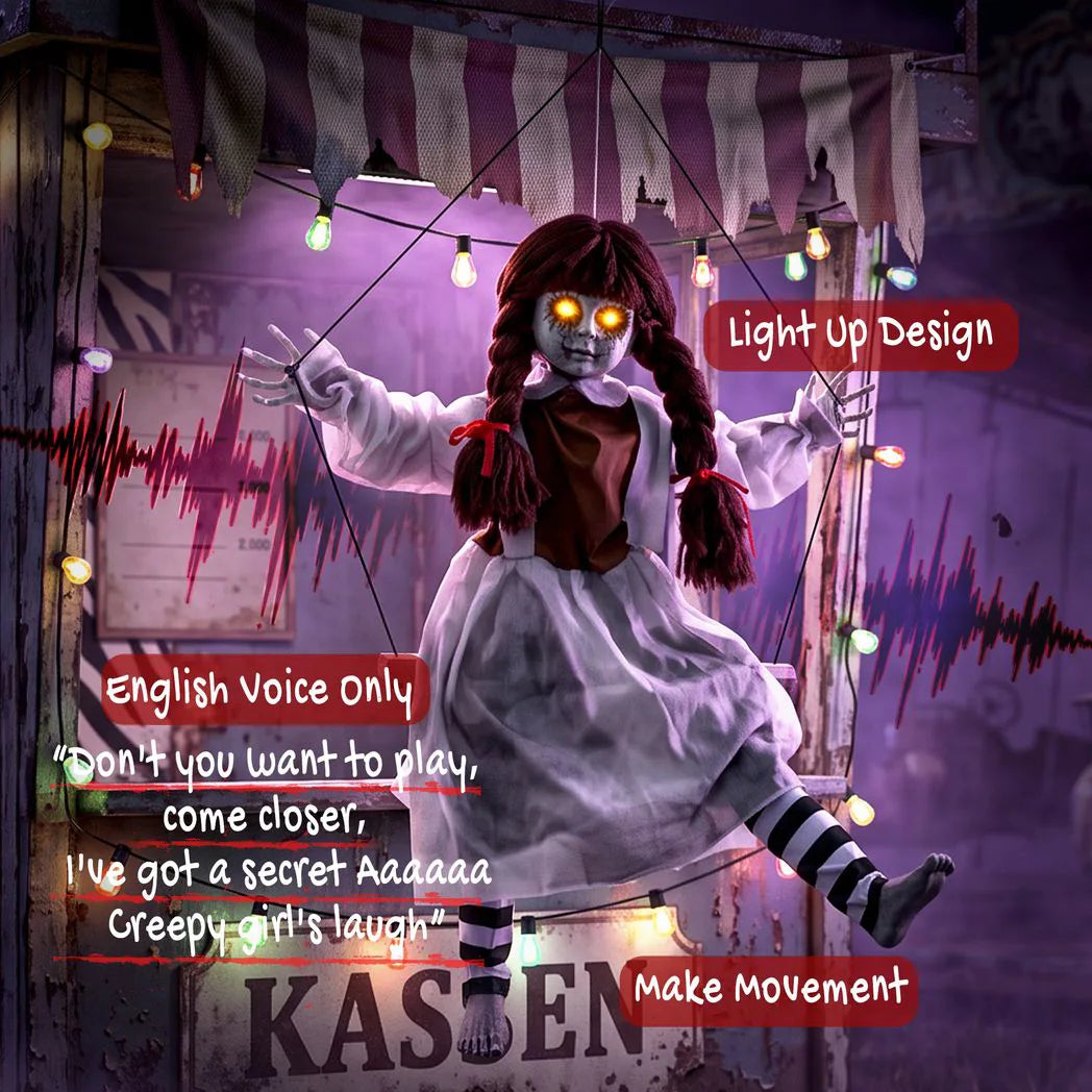 Animated Halloween Girl on Swing — 80cm