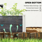 Outsunny Vinyl Raised Garden Bed Kit, 3 x 3 x 1ft Modular Elevated Garden Box with Slotting Legs and Open Bottom, Dark Grey