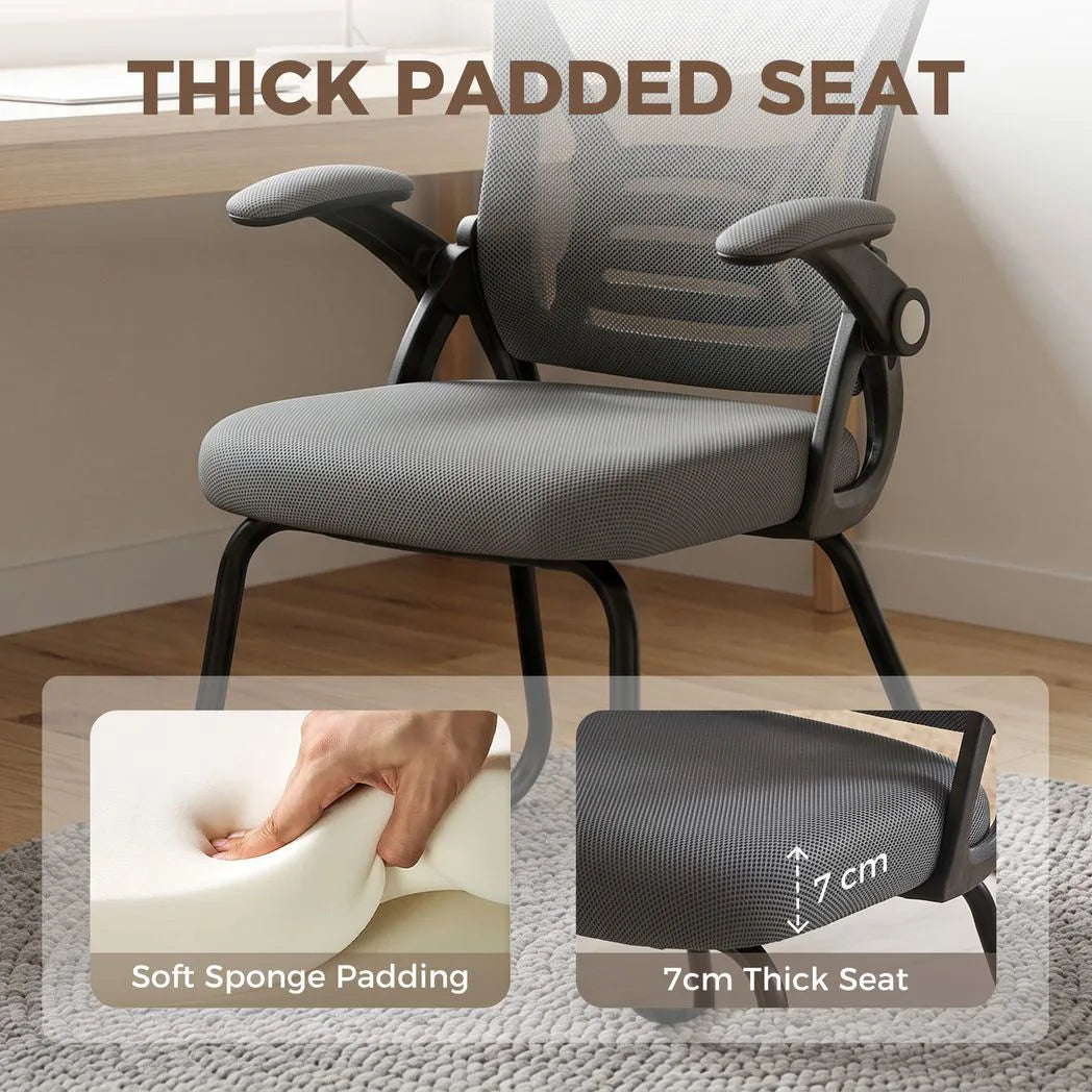 Office Chair, Ergonomic Desk Chair No Wheels with Mesh Backrest and Steel Legs for Home Conference Room, Dark Grey