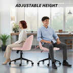Teddy Fleece Office Chair with Wheels - Light Pink