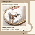 Arched Wall Mirror with Grooved Frame — Brown, 50 × 70cm