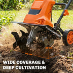 Outsunny 1500W Electric Garden Tiller w/Foldable Handle, 40cm Working Width, 20cm Tilling Depth, 6 Blades, 2 Adjustable Wheels