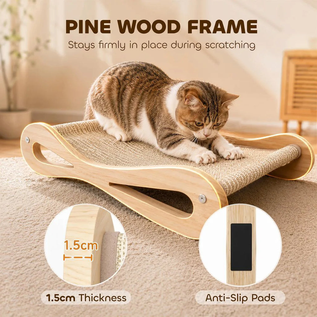PawHut 2 in 1 Sisal Cat Scratcher Bed Cat Scratching Board and Lounger 60 x 35 x 13 cm Cream White