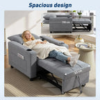 3-in-1 Single Sofa Bed, Convertible Sleeper Chair Bed - Dark Grey