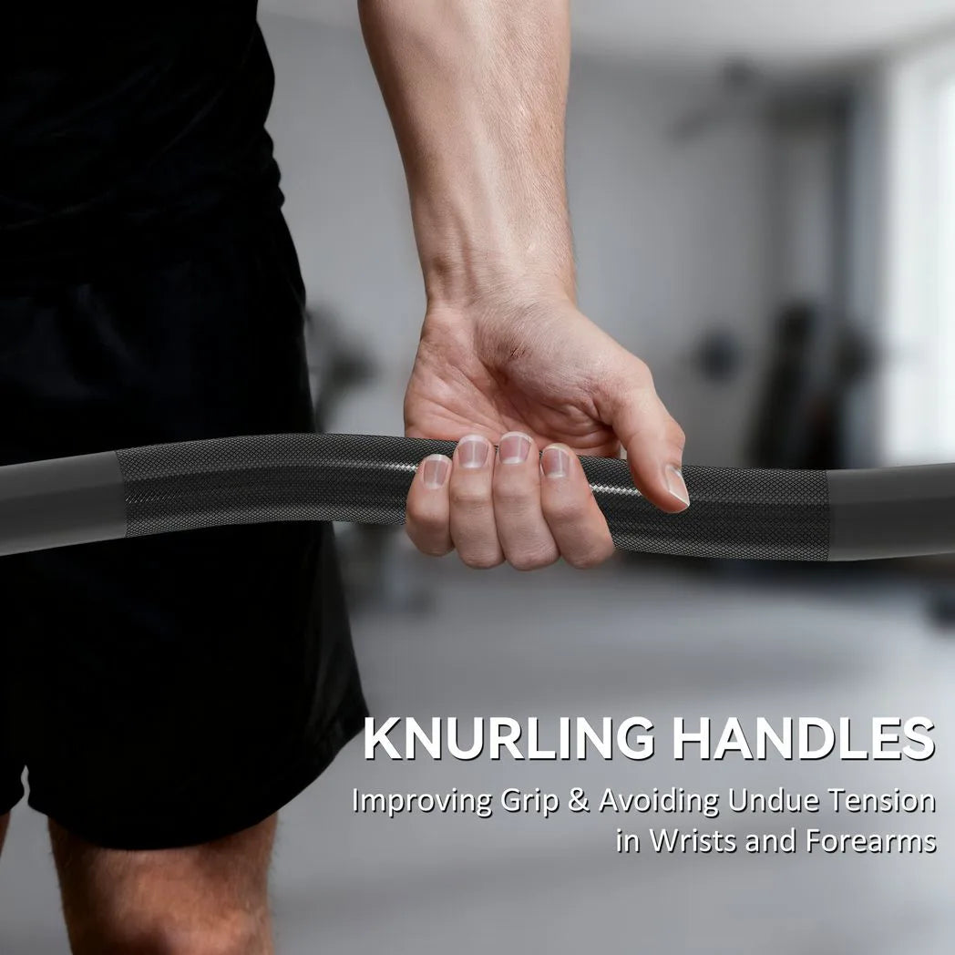 SPORTNOW 4ft Olympic EZ Curl Bar, Barbell Bar for 2" Weight Plates with Non-Slip Hand Grip 120cm