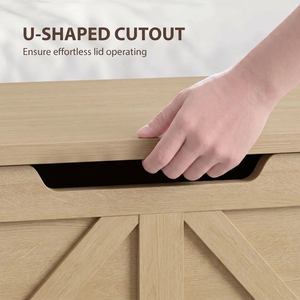 100L Home Storage Box, with Safety Hinge - Nature Wood Finish