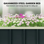 Outsunny Galvanised Raised Garden Bed, 4.5 x 2 x 1 ft Metal Planter with Gloves and Folded Edging, Dark Grey