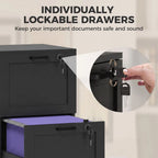 HOMCOM 2-Drawer Filing Cabinet with Lock - Black