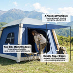Outsunny Inflatable Camping Tent with Hand Pump, Easy Setup 1/2 Person Blackout Blow Up Tent, Dark Blue