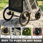 PawHut Dog Stroller, Easy Folding Pet Stroller for Small and Medium Dogs with Shock Absorption, Maximum Load 20 kg, Grey
