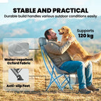 Outsunny Camping Chair for Adults Heavy Duty Folding Camp Chair with Side Pocket and Carry Bag Light Grey