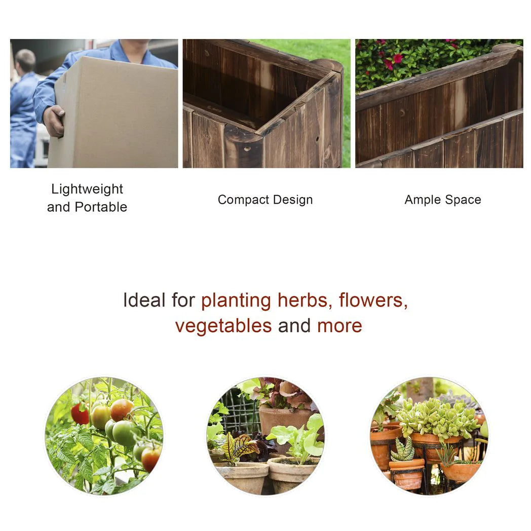 Outsunny Wooden Raised Garden Bed, 120 x 50 x 45cm Elevated Planter Box, Outdoor Flower Bed with Drainage Gaps, Easy Assembly