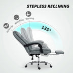Faux Leather Reclining Office Chair, with Footrest - Grey
