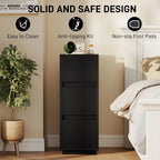 Slim Bedside Table with 2 Drawers — Black, 25cm Wide