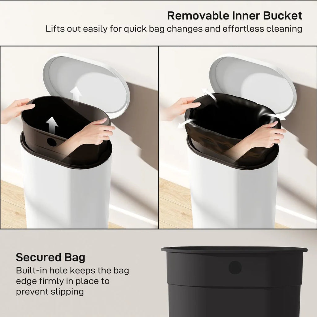 30 L Modern Curved Kitchen Bin - Cream