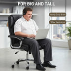 Big and Tall Office Chair 180kg with Spring Cushion, PU Leather - Black