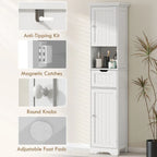 Slim Bathroom Storage Cabinet, with Sensor Lights - White