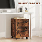 Rolling File Cabinet with 2 Drawers, Mobile Filing Cabinet with Hanging File Folder for Letter Sized Documents, Rustic Brown