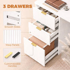 Computer Desk with 3 Drawers Reversible Home Office Desk 120 cm, White