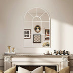 90 X 61cm Arched Grid Mirror - White